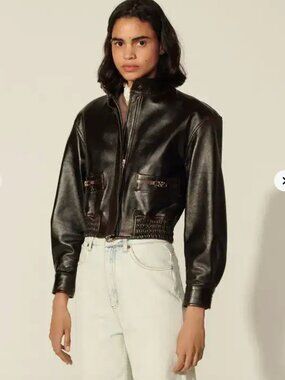 Sandro: Leather Aviator Jacket